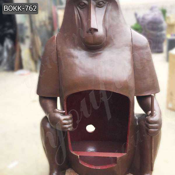 Custom Made Large Bronze Orangutan Fireplace Statue for Garden