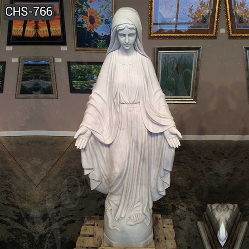 Hand Carved Religious White Marble Our Lady of Grace Statue