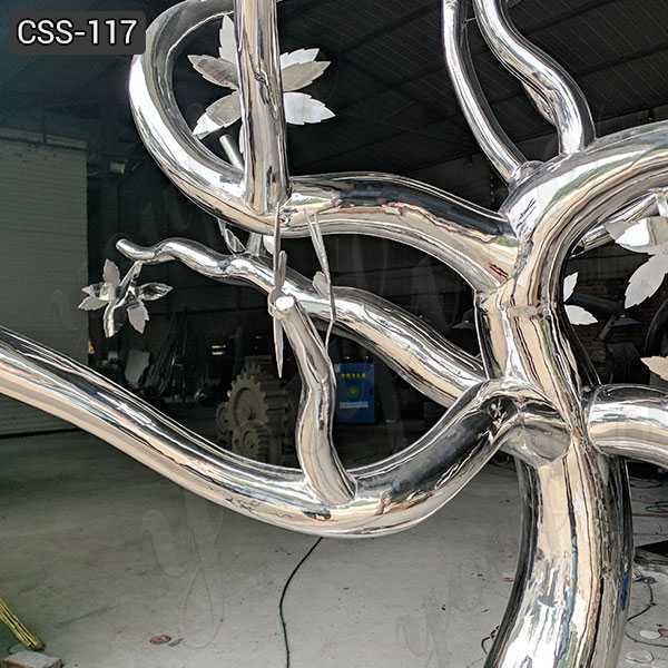 Large Modern Metal Stainless Steel Tree Sculpture