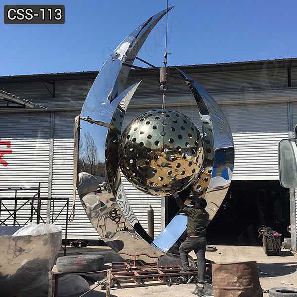 Cheap Price Abstract Large Stainless Steel Ball Sculpture for Sale CSS-113