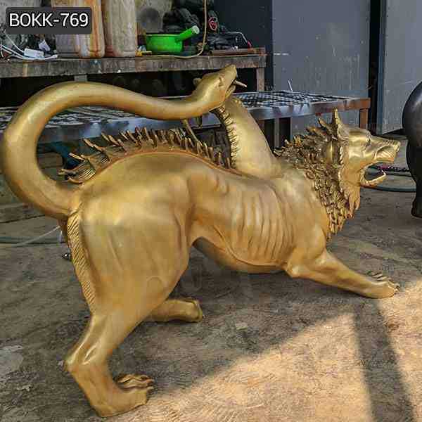 Life Size Chimera Bronze Spitfire Three Monster Statue