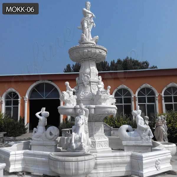 Luxurious Large Outdoor White Marble Tiered Statuary Fountain MOKK-06