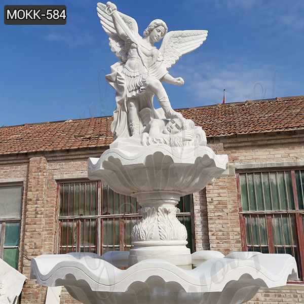 Tiered Marble Fountain with St Michael and Horse Statue Supplier