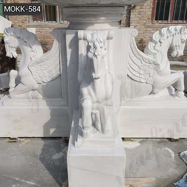 Tiered Marble Fountain with St Michael and Horse Statue