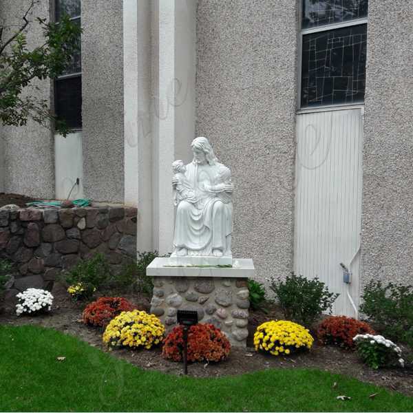 White Marble Jesus with Children Statue Made for St Barnabas Catholic Church