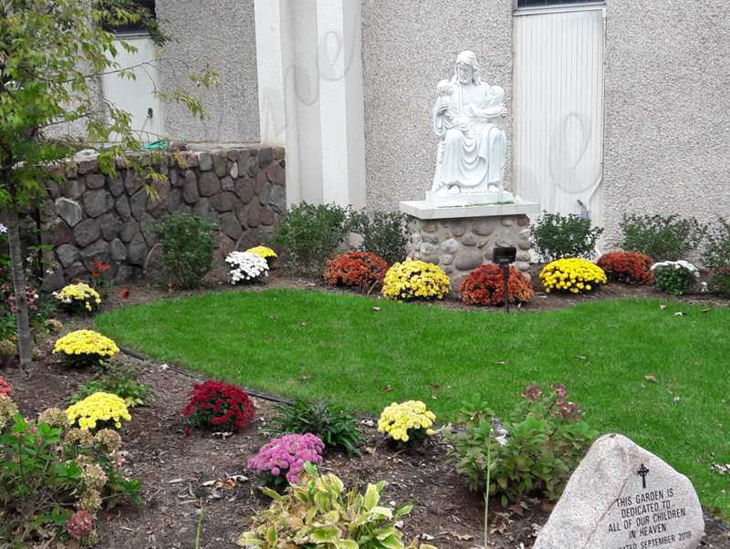 White Marble Jesus with Children Statue