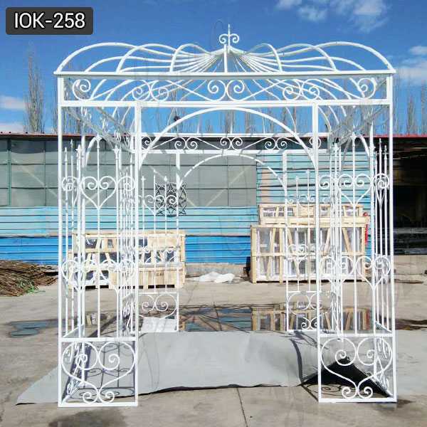 Beautiful Wrought White Iron Gazebo for Outdoor or Wedding Decor for Sale IOK-258