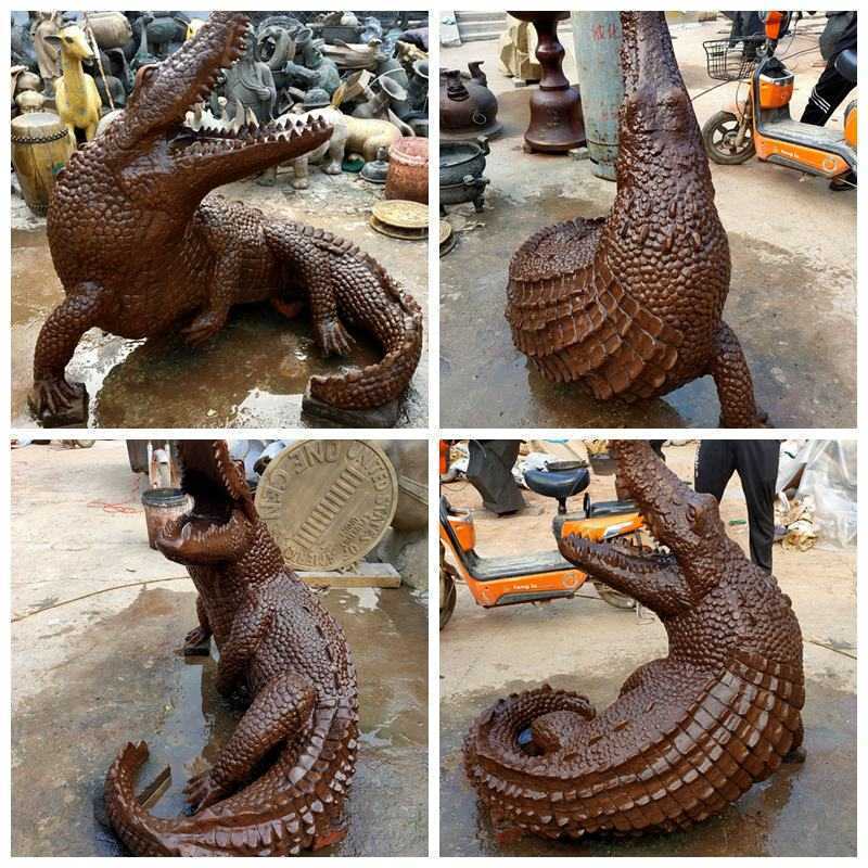bronze crocodile sculpture