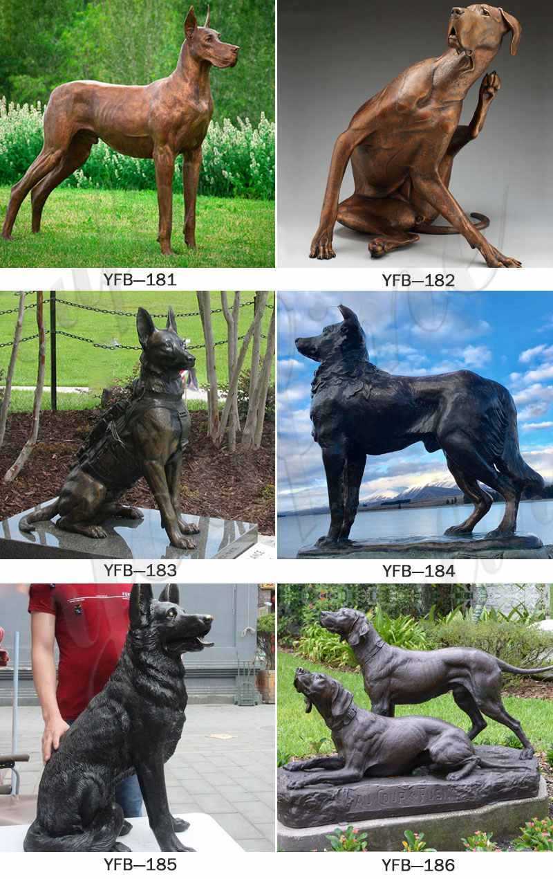 custom made life size bronze dog statue for sale