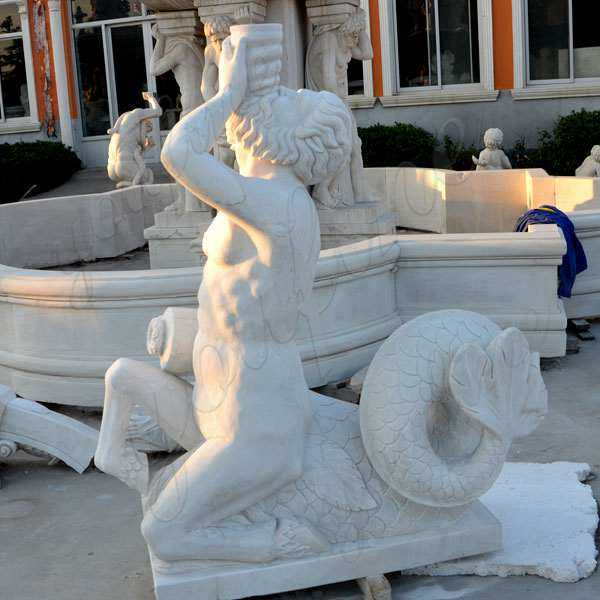 grand white tiered garden water fountain with pond