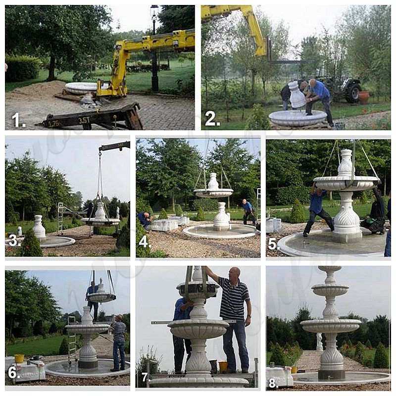 installation of marble fountain