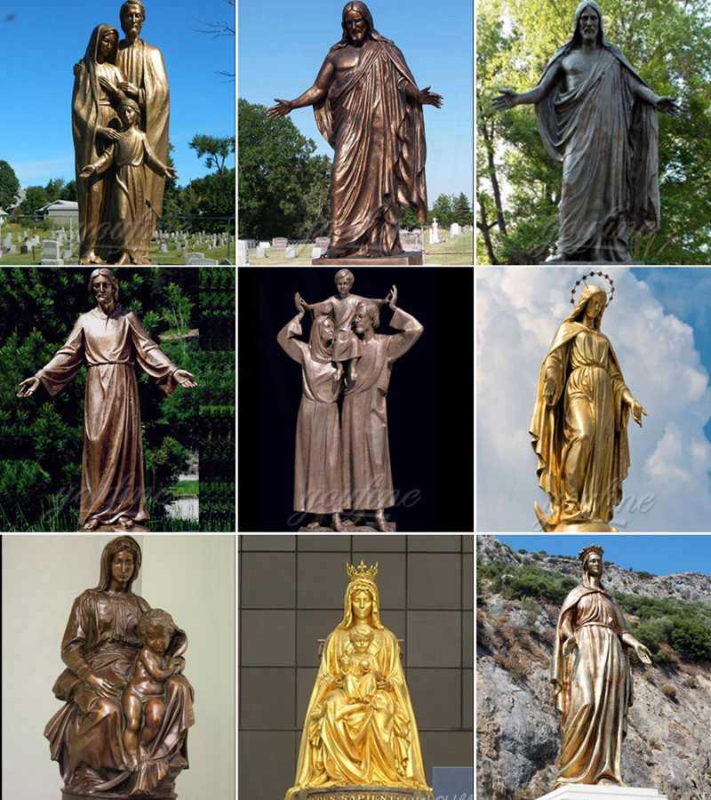 mary joseph and baby jesus bronze statue