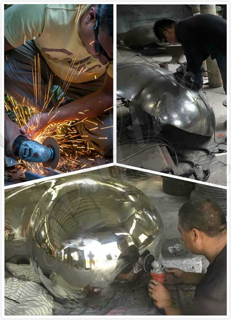 process of stainless steel abstract sculpture for sale
