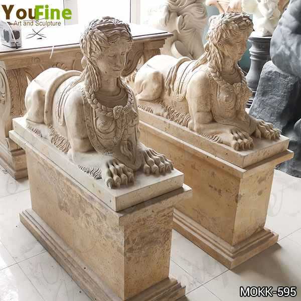 Antique Large Yellow Marble Sphinx Statues for European Supplier MOKK-595