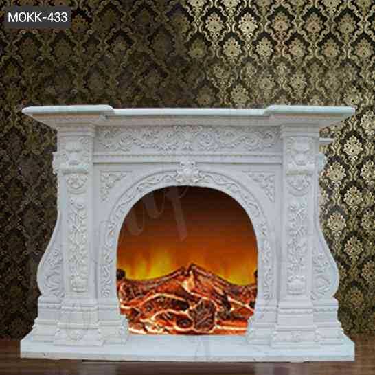 Beautiful Hand Carved with Floral Patterns Marble Fireplace Mantel Supplier MOKK-433