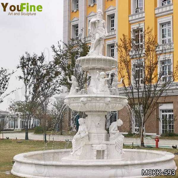 Carved White Marble Poseidon Water Fountain