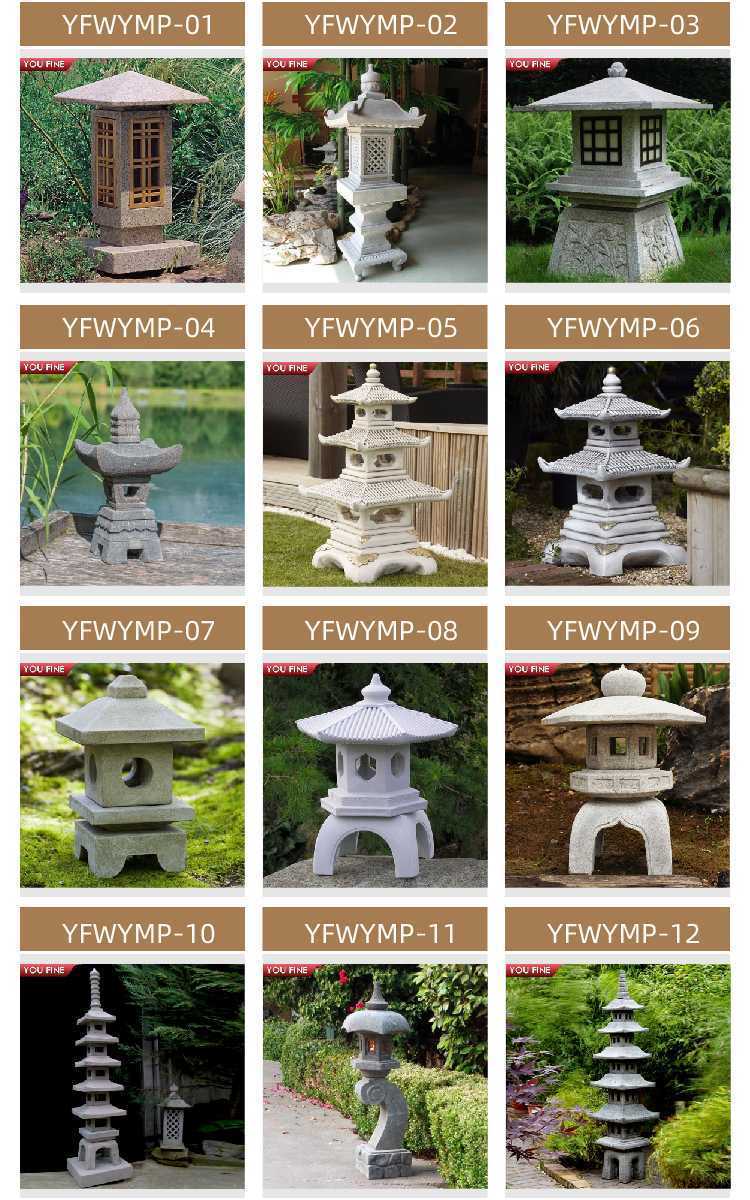 Granite stone lantern for garden decor