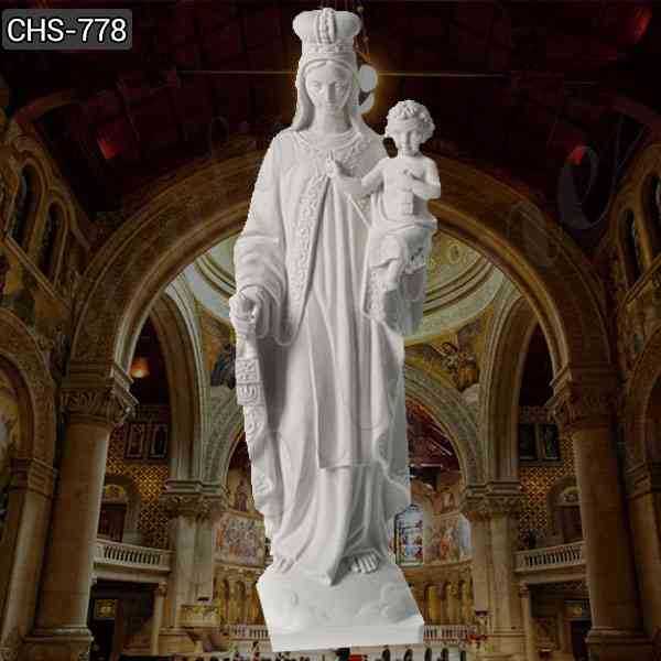 Hand Carved Our Lady of Mount Saint Carmel Marble Statue for Sale