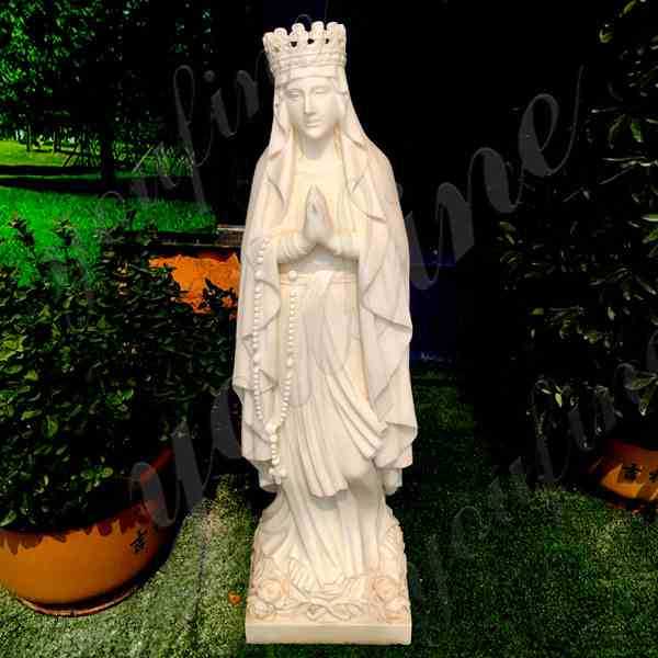 Hand Carved Religious Marble Madonna Outdoor Garden Statue for Sale