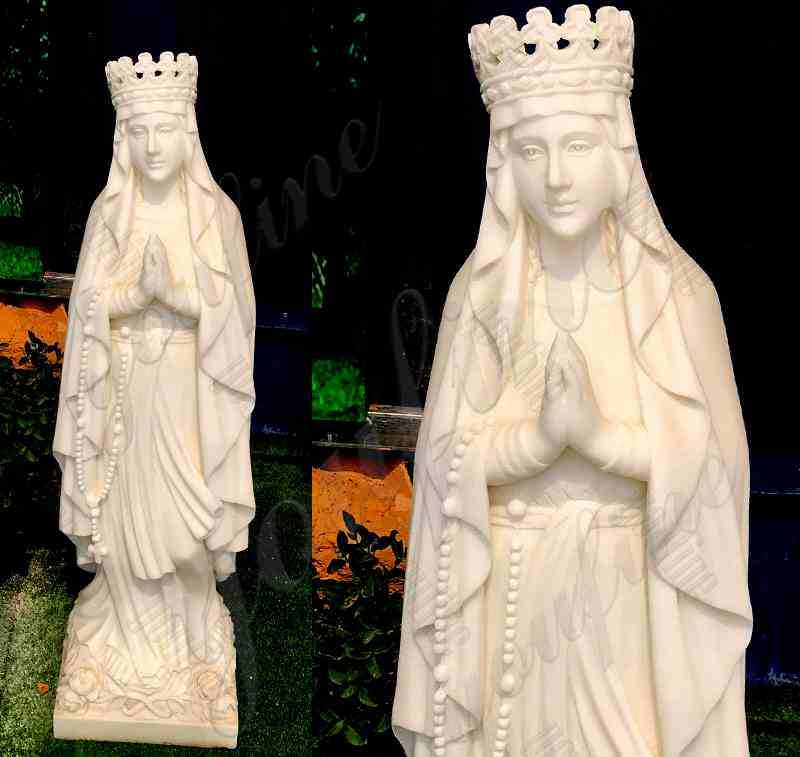 Hand Carved Religious Marble Madonna Outdoor Garden Statue
