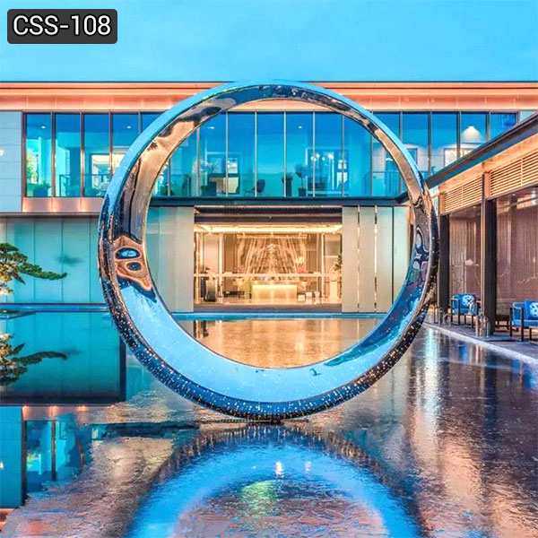High Polished Modern Stainless Steel Ring Sculpture with lighting for Outdoor Decor Supplier CSS-108