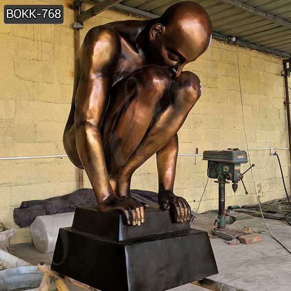 High Quality Casting Antique Bronze Nude Man Statue for Sale