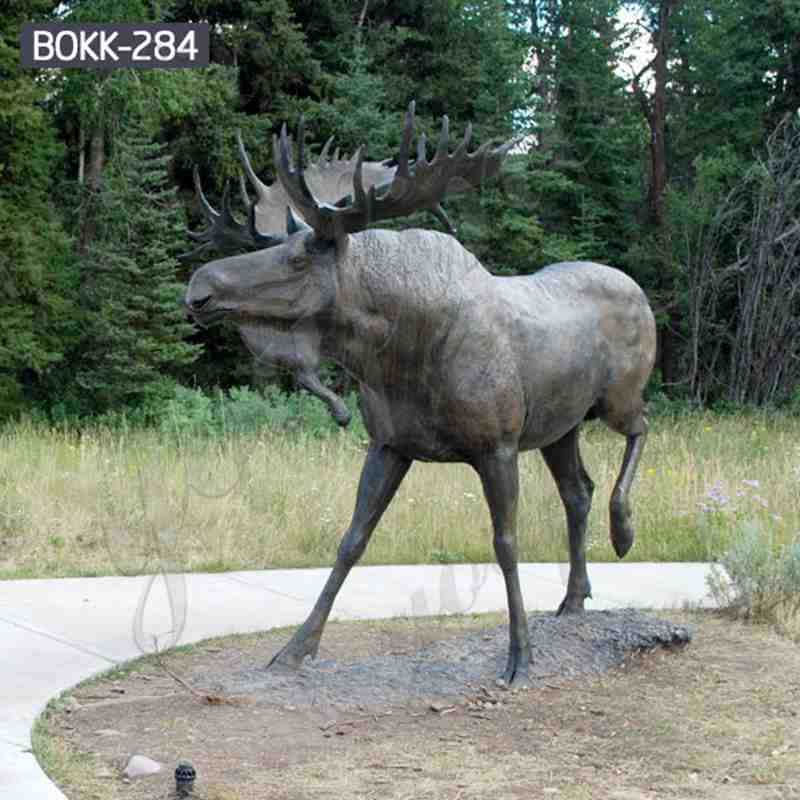 Large Bronze Moose Garden Statue Outdoor Deer Sculpture