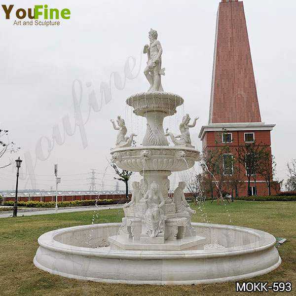 Large Carved White Marble Poseidon Water Fountain for Sale