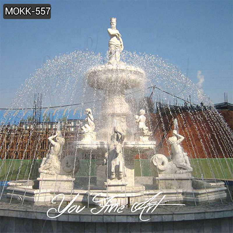 Large White Marble Water Garden Fountain with Poseidon Statue Supplier MOKK-557
