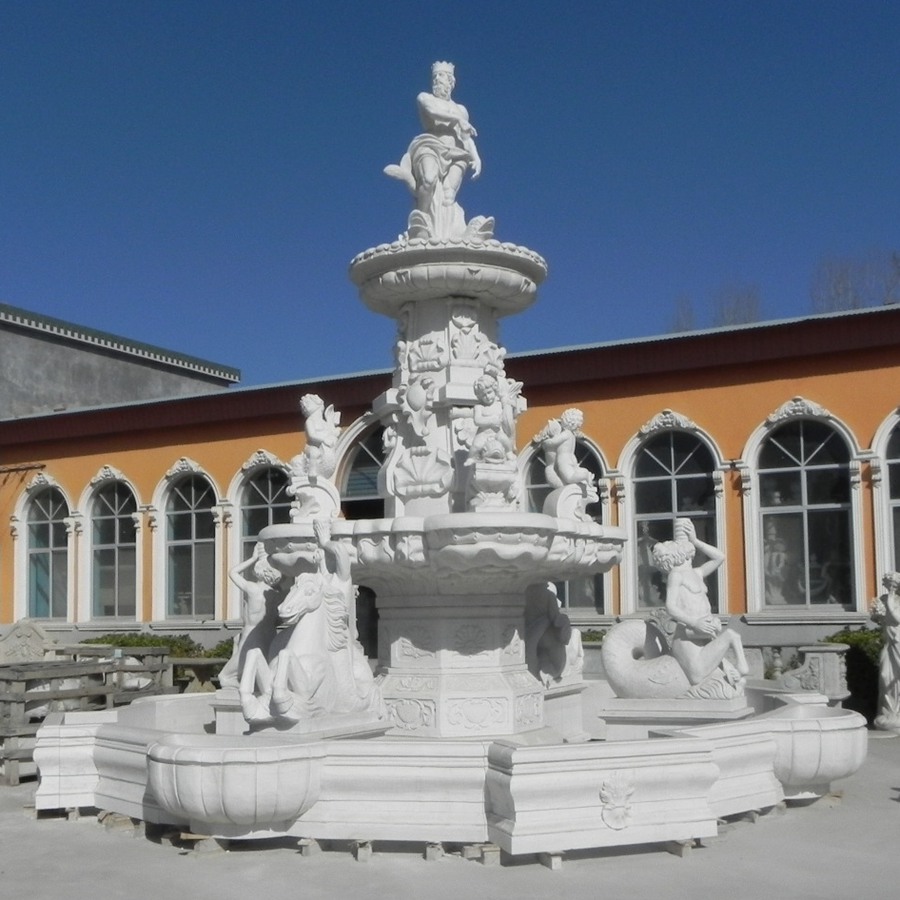 Large White Poseidon Statue Fountain factory supplier