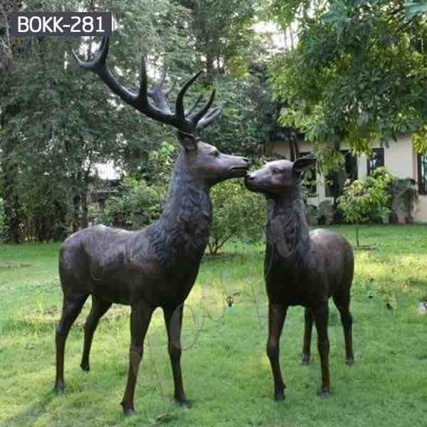 Life Size Bronze Outdoor Deer Statues for Garden Decor for Sale BOKK-281