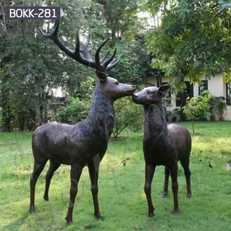 Life Size Bronze Outdoor Deer Statues for Garden Decor