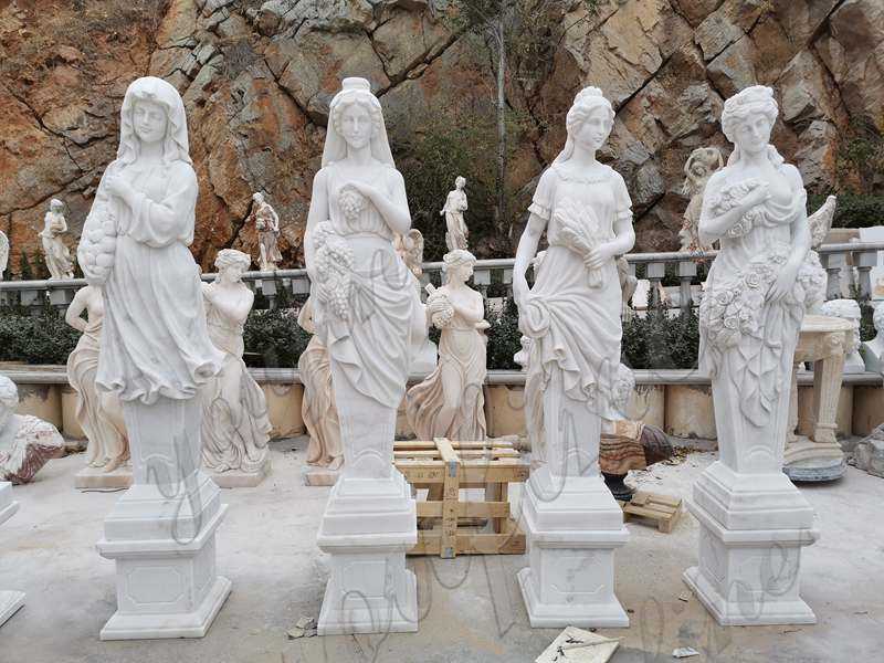 Life Size Four Seasons Marble Statues Garden Decor