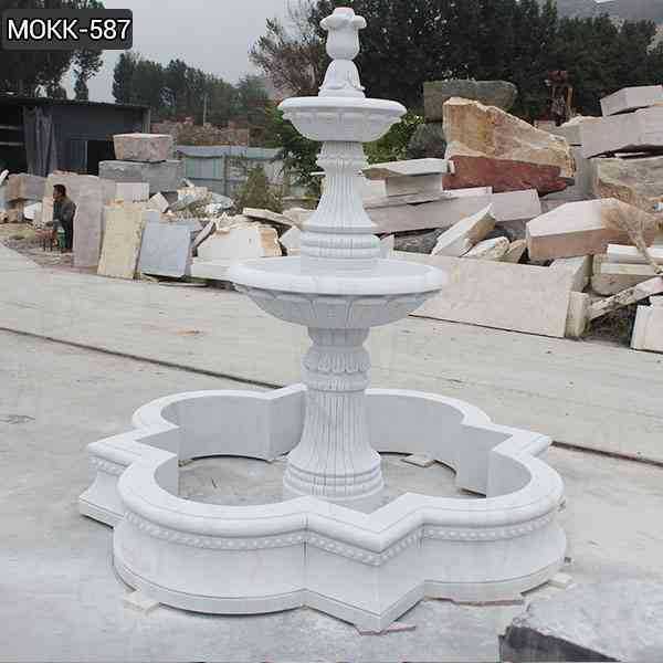 Life Size Simple Two Tiered White Marble Fountain Design Supplier MOKK-587