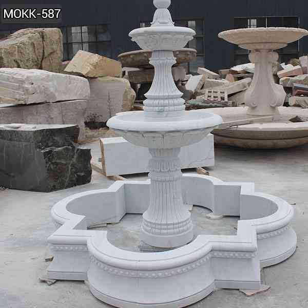 Life Size Simple Two Tiered White Marble Fountain