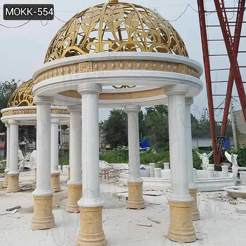 Large Marble Gazebo with Round Pillars for Wedding Decorations on
