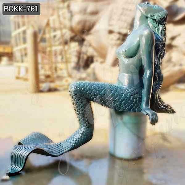 Outdoor Casting Solid Bronze Sitting Mermaid Statue Decor for Sale