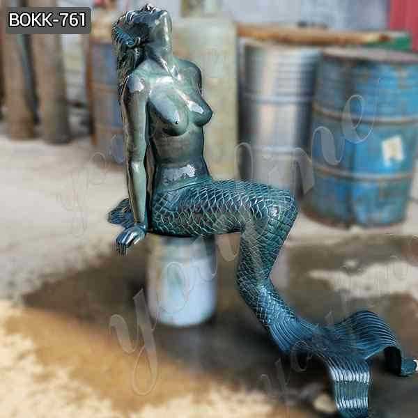 Outdoor Casting Solid Bronze Sitting Mermaid Statue Decor for Sale BOKK-761