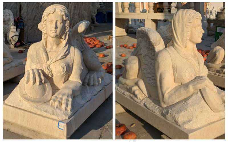 Outdoor Egyptian Marble Sphinx Sculpture for Sale