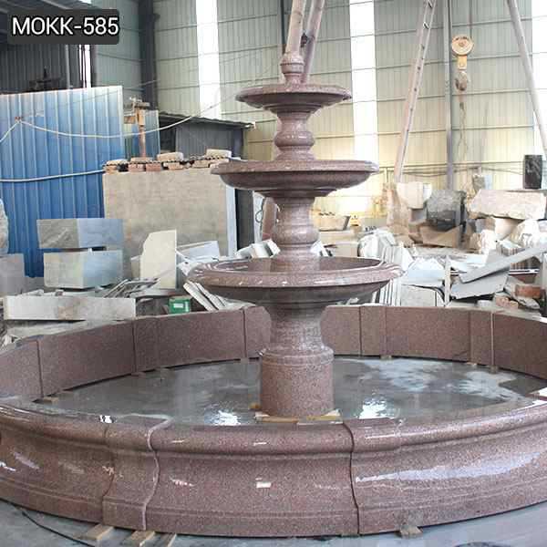 Outdoor Red Stone Three Tiered Water Fountain Design Manufacturer MOKK-585