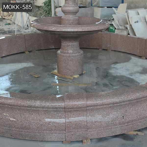 Outdoor Red Stone Three Tiered Water Fountain Design