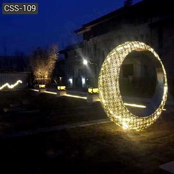 Outdoor Stainless Steel Metal Sculpture with Lighting for Sale