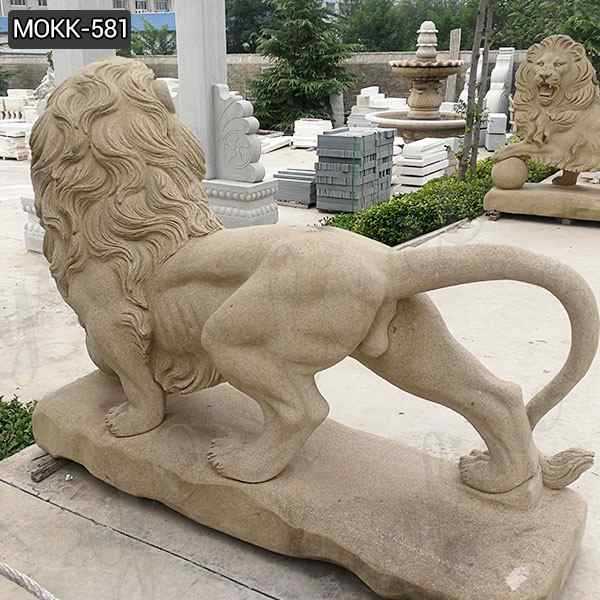 Life Size Outdoor Stone Lion Statue with A Ball for Sale MOKK581