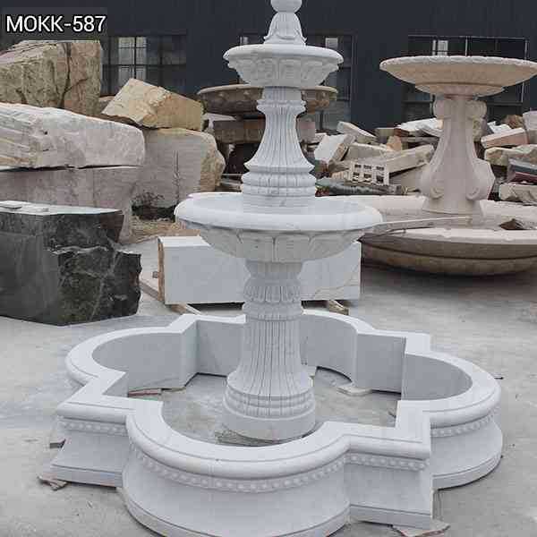 Simple Two Tiered White Marble Fountain Design Supplier