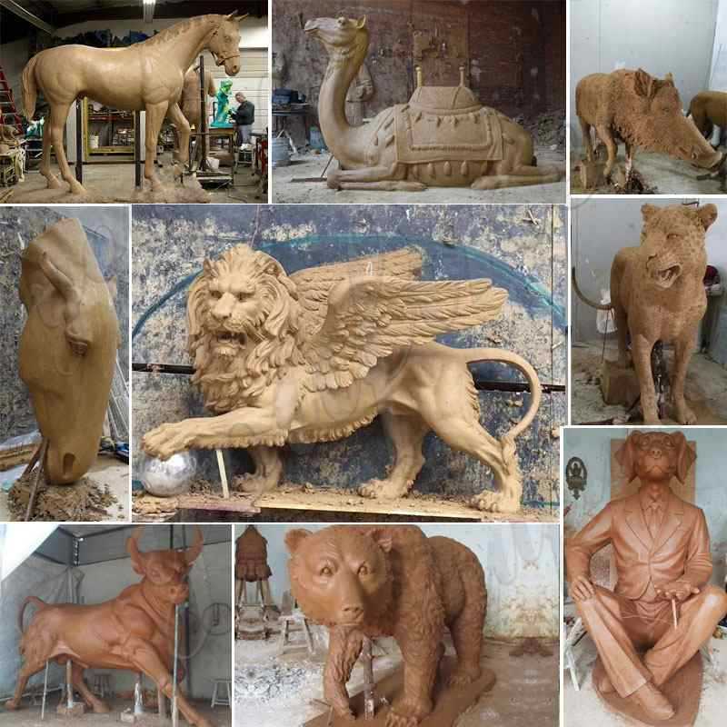 clay mold of bronze animal statue