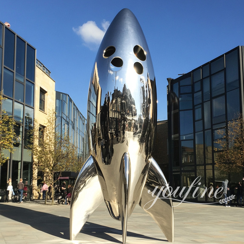  stainless steel rocket sculpture