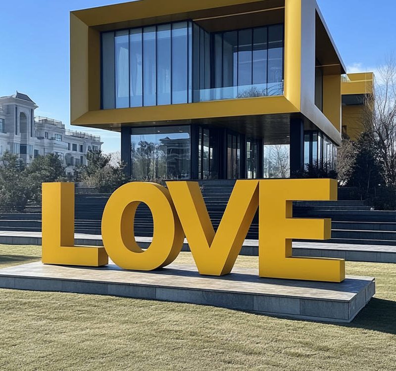 bemalte Skulptur zum Thema Liebe