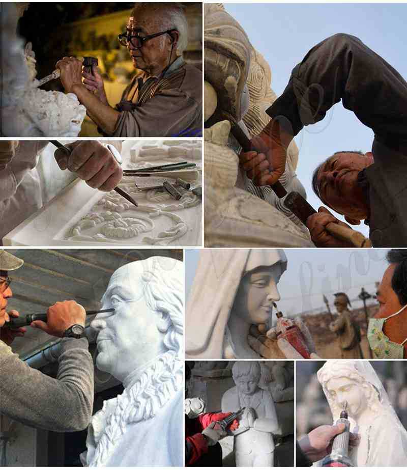 process of Marble Madonna Outdoor Garden Statue