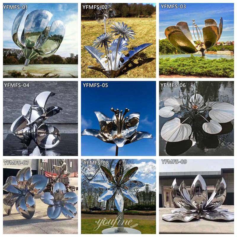 stainless steel flower sculpture