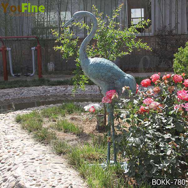 Antique Bronze Life Size Crane Bird Sculpture for Garden Decor